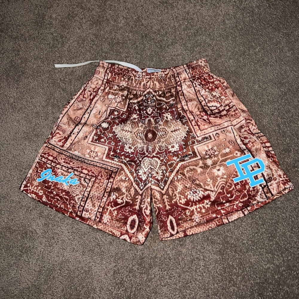 Inaka Mesh Shorts, Orange and Blue Bandana Print, Size S